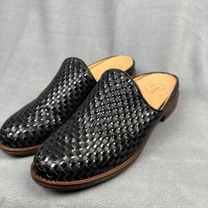 BRIOSO Black Woven Leather Mules Slip On Shoes Size 9M